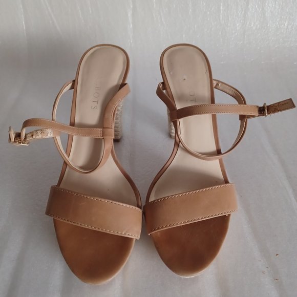 Talbots Tan Heels Sandals Leather Upper Spadrilles - Picture 11 of 13